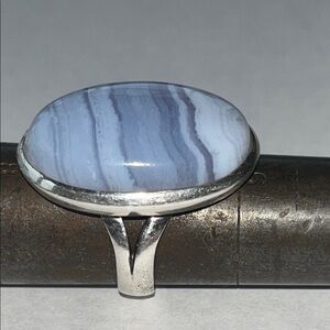 Elegant Silver and Blue Lace Agate Ring
